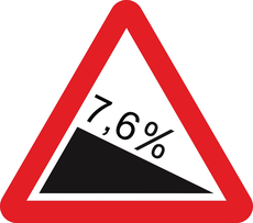 Advarselsskilt med en nedgang på 7,6 %